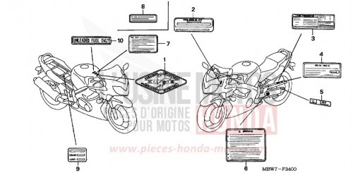 ETICHETTA DI AVVERTIMENTO CBR600F5 di 2005